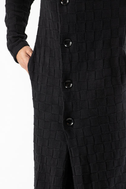 Mens Checkerboard Maxi Knit Button Coat ZG5455