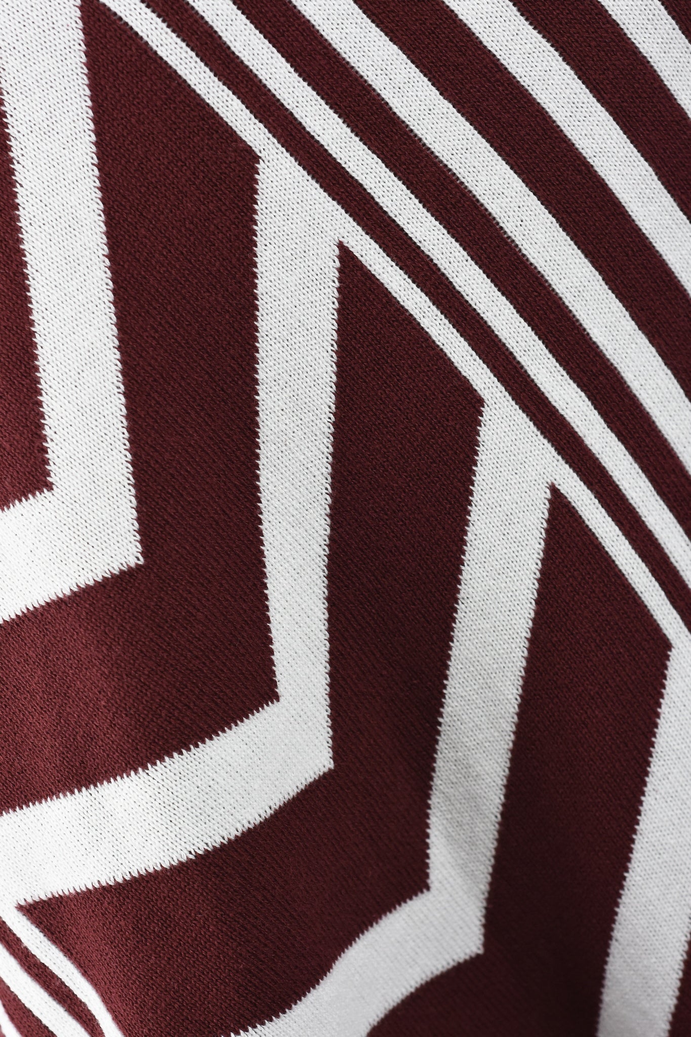 Menswear Knitted Zebra Poncho in Maroon and Off-white ZG5475