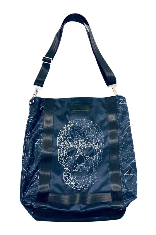 Dark Indigo Skull Print Bag with Black Webbing ZG5496
