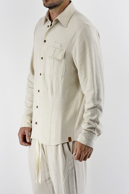 Menswear Stone Ghost Linen Button Shirt ZG5523