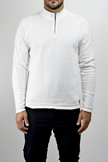 Menswear Off-white Zip Polo Jersey ZG5531