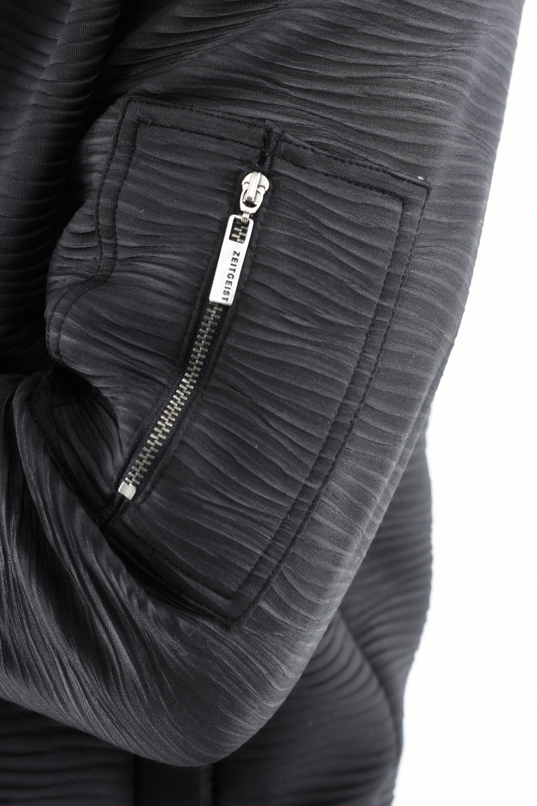 Menswear Black Textured Hooded Zip Bomber Jacket ZG5534