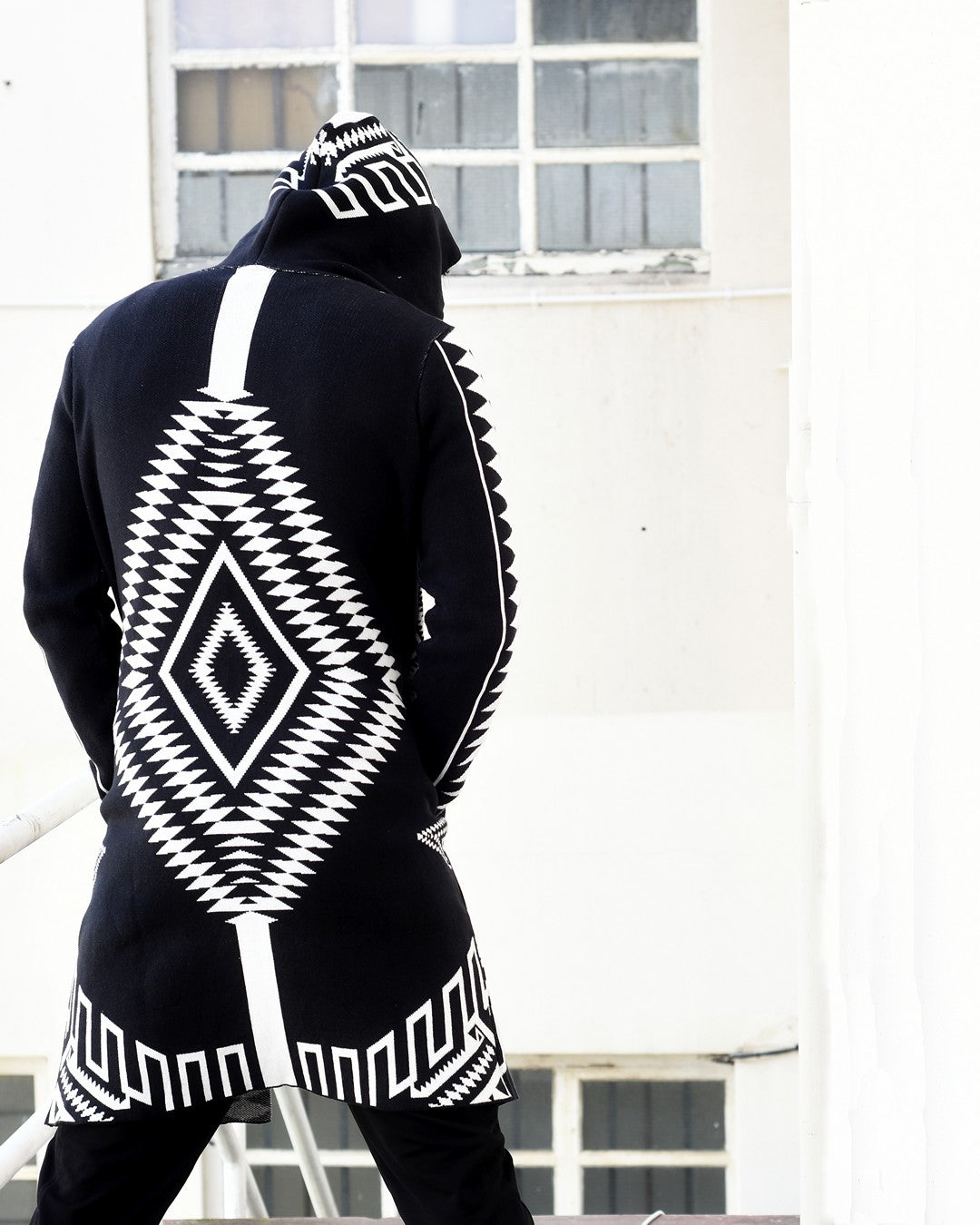 Mens black and white on sale cardigan