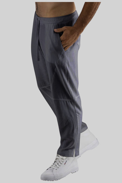 Mens Grey Linen Drawcord Trousers ZG5414