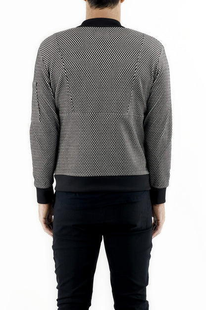Mens Jacquard Small Geometric Zip Bomber ZG5426