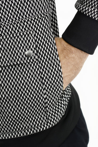 Mens Jacquard Small Geometric Zip Bomber ZG5426