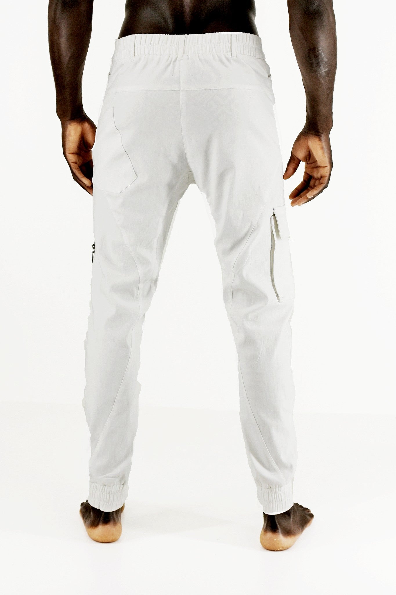 Mens White Cargo Zip Jogger ZG5293